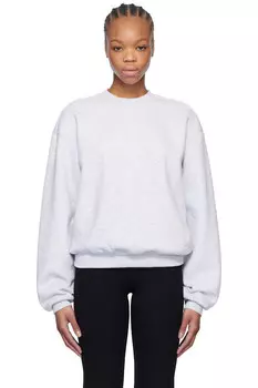 Классический хлопковый свитшот с ворсом Skims, серый