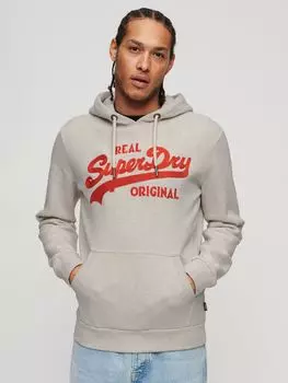 Классический худи с логотипом Soda Pop Vintage Superdry, серый мергель
