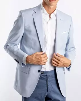 Классический классический мужской пиджак в полоску Wickett Jones, светло-синий