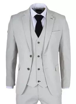 Классический клетчатый костюм-тройка Miller, приталенный по фигуре James Darby, серый