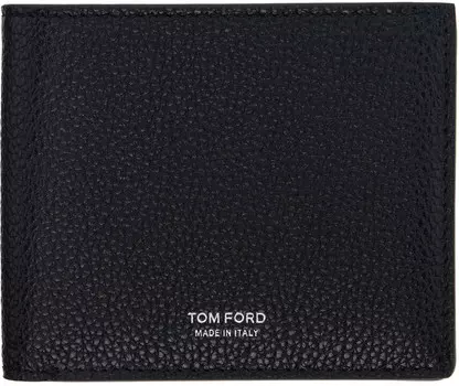 Классический кошелек двойного сложения из зернистой кожи TOM FORD, черный