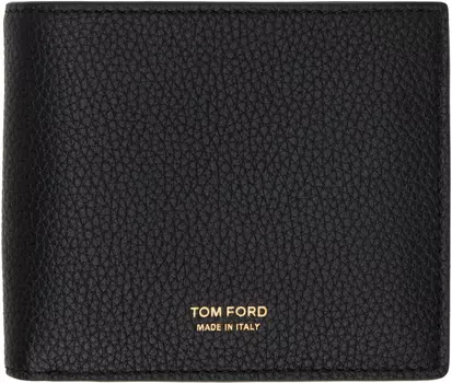 Классический кошелек двойного сложения из зернистой кожи TOM FORD, черный