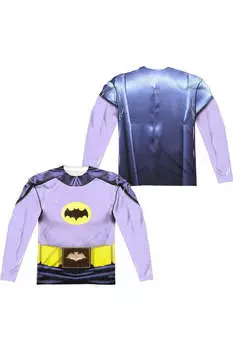 Классический костюм Бэтмена для ТВ (принт спереди/сзади), футболка с длинным рукавом для взрослых из полиэстера Gildan, белый