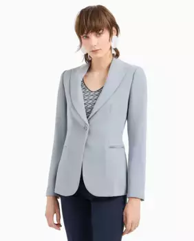 Классический костюмный женский пиджак из ткани техногабардин Emporio Armani, светло-серый
