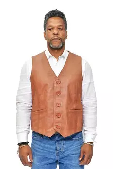 Классический кожаный жилет честер Infinity Leather, коричневый