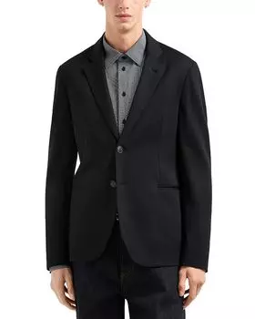 Классический крой, эластичный трикотажный блейзер Emporio Armani, черный