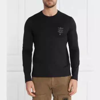 Классический крой с длинным рукавом Aeronautica Militare, черный