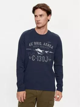 Классический крой с длинными рукавами Aeronautica Militare, синий