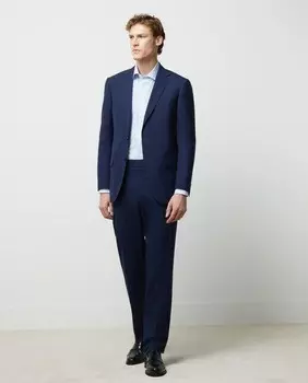 Классический моющийся мужской костюм с микрорисунком Dustin, темно-синий