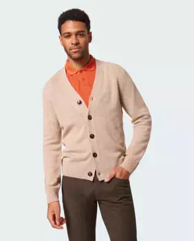 Классический мужской кардиган на пуговицах Pierre Cardin, бежевый