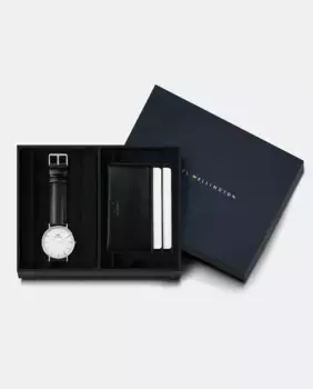 Классический мужской комплект DW00590019 кожаные часы и кошелек Daniel Wellington, черный