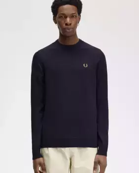 Классический мужской свитер с круглым вырезом Fred Perry, тёмно-синий