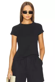 Классический органический джемпер с коротким рукавом Goldie, черный