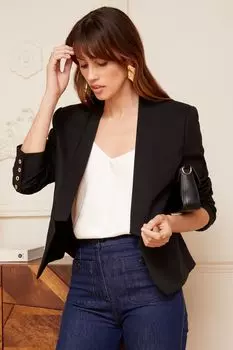 Классический пиджак без воротника Love & Roses, черный