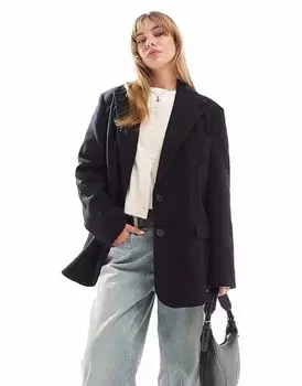 Классический пиджак из искусственной шерсти ASOS DESIGN черного цвета
