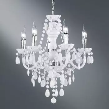 Классический подвесной светильник "Lustre" белый акрил 5-ламповый подвесной светильник для гостиной, столовой, обеденного стола Licht-Erlebnisse