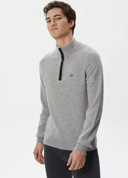 Классический покрой с воротником-стойкой, цветной шерстяной серый мужской трикотаж Lacoste