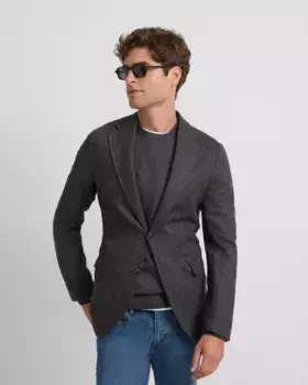 Классический серый мужской пиджак с узором «ёлочка» Silbon