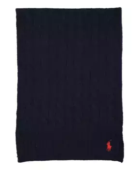 Классический шарф косы темно синего цвета «охотник» Ralph Lauren, синий