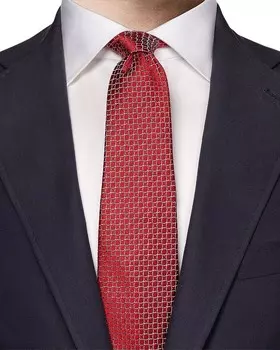 Классический шелковый галстук Eton с геометрическим рисунком, красный
