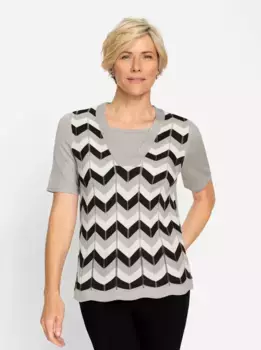 Классический свитер с короткими рукавами "Пуловер" Classic, цвет Hellgrau-Ecru-Gemustert