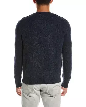 Классический свитер с круглым вырезом из матовой шерсти Brooks Brothers, синий