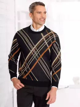 Классический свитер с круглым вырезом "свитер с круглым вырезом" Classic, цвет Schwarz-Camel-Gemustert