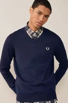 Классический свитер с V-образным вырезом Fred Perry, синий