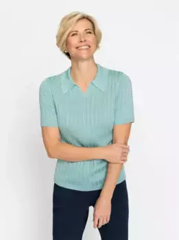 Классический свитер с воротником-поло "Пуловер" Classic, цвет Aqua