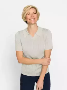 Классический свитер с воротником-поло "Пуловер" Classic, серый