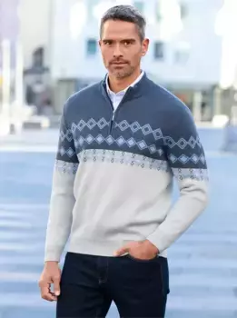 Классический свитер с воротником стойкой "Пуловер" Classic, голубой