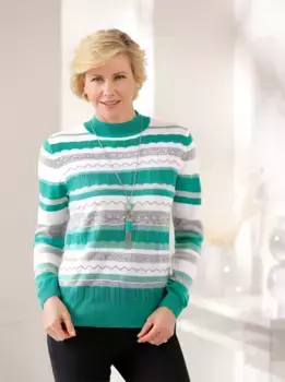 Классический свитер с воротником стойкой "Пуловер" Classic, изумрудный