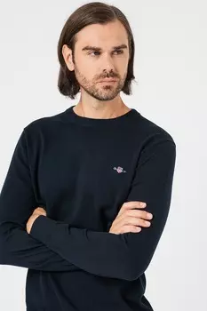 Классический свитер тонкой вязки с овальным вырезом горловины Gant, синий