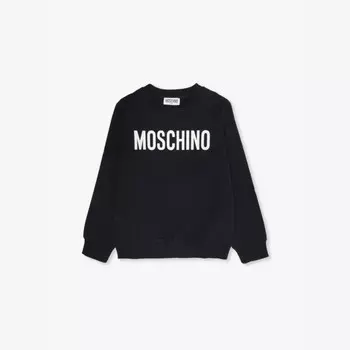 Классический свитшот с круглым вырезом и логотипом из эластичного хлопка 4-14 лет Moschino, черный