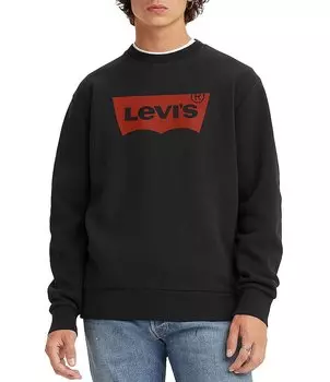 Классический толстовка с круглым вырезом и логотипом Levi's «летучая мышь», черный