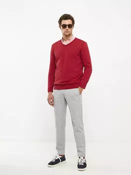 Классический тонкий мужской трикотажный свитер с V-образным вырезом и длинными рукавами Southblue