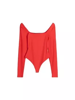 Классический топ Bershka Shirt Bodysuit, красный