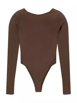 Классический топ Pull&Bear Shirt Bodysuit, коричневый