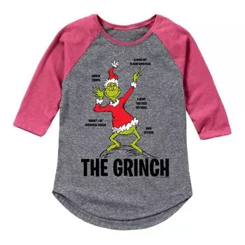 Классический топ с рисунком реглан для девочек 7–16 лет Grinch Licensed Character