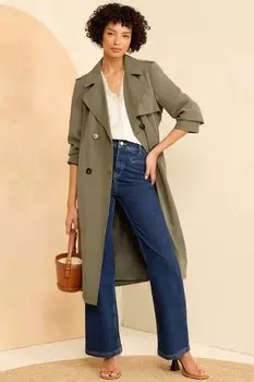 Классический тренчкот с поясом Love & Roses, зеленый