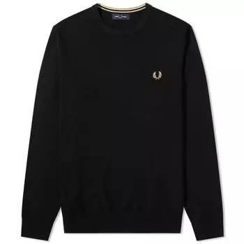 Классический трикотаж с круглым вырезом Fred Perry, черный