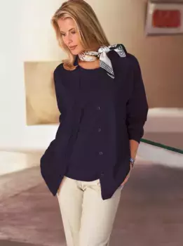 Классический вязаный свитер "Твинсет" Classic, цвет морской волны