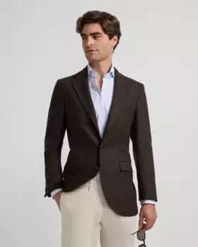 Классический зеленый мужской блейзер в ломаную клетку Silbon