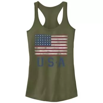 Классический женский топ с эффектом поношенности и принтом флага США Unbranded, цвет military green