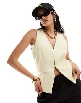 Классический жилет молочного цвета с крючками и петлями ASOS DESIGN