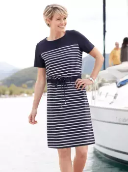 Классическое базовое трикотажное платье "Платье" Classic Basics, цвет Marine-Wei-Geringelt