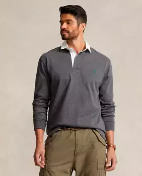 Классическое однотонное мужское поло для регби больших размеров Polo Ralph Lauren, серый