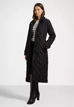 Классическое пальто CORDUROY-TRIM DIAMOND QUILTED MAXI COAT Ralph Lauren, черный
