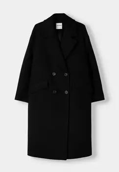 Классическое пальто DROP-SHOULDER Bershka, черный