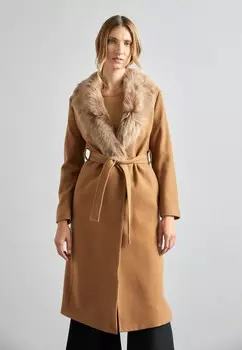 Классическое пальто Jenni Coat With Collar STUDIO ID, цвет honey/camel